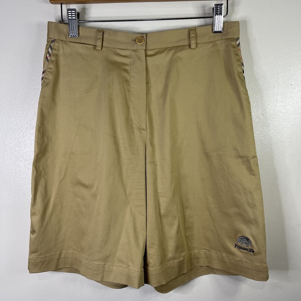 Burberry Womens Size‎ 4 Tan Golf Shorts Zipper Close Embroidered Princeville